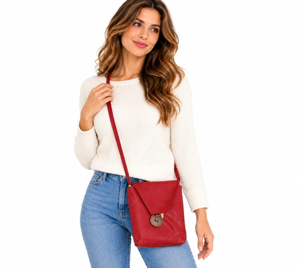Deluci Santa Cruz Red Crossbody Bag Envelope Boho Purse
